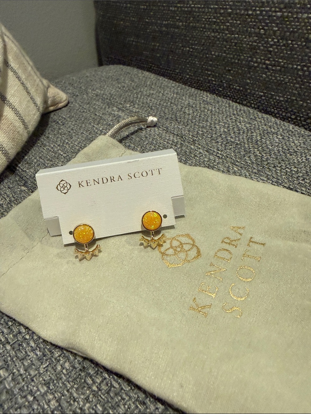 Kendra Scott Yellow Gold and Yellow  Stud Earrings with removable huggy